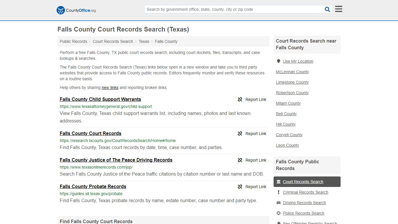 Falls County Court Records Search (Texas) - County Office