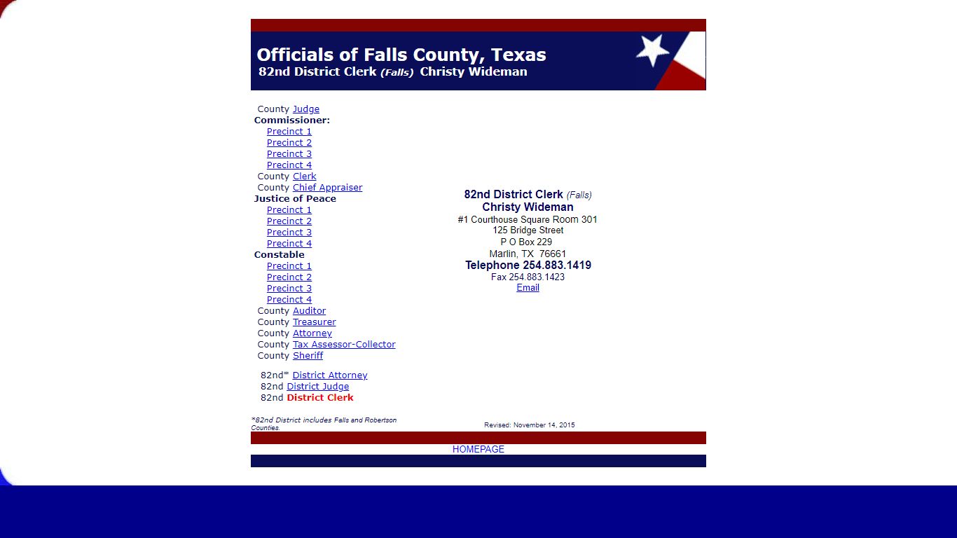 Falls County, Texas 82nd District Clerk (Falls)